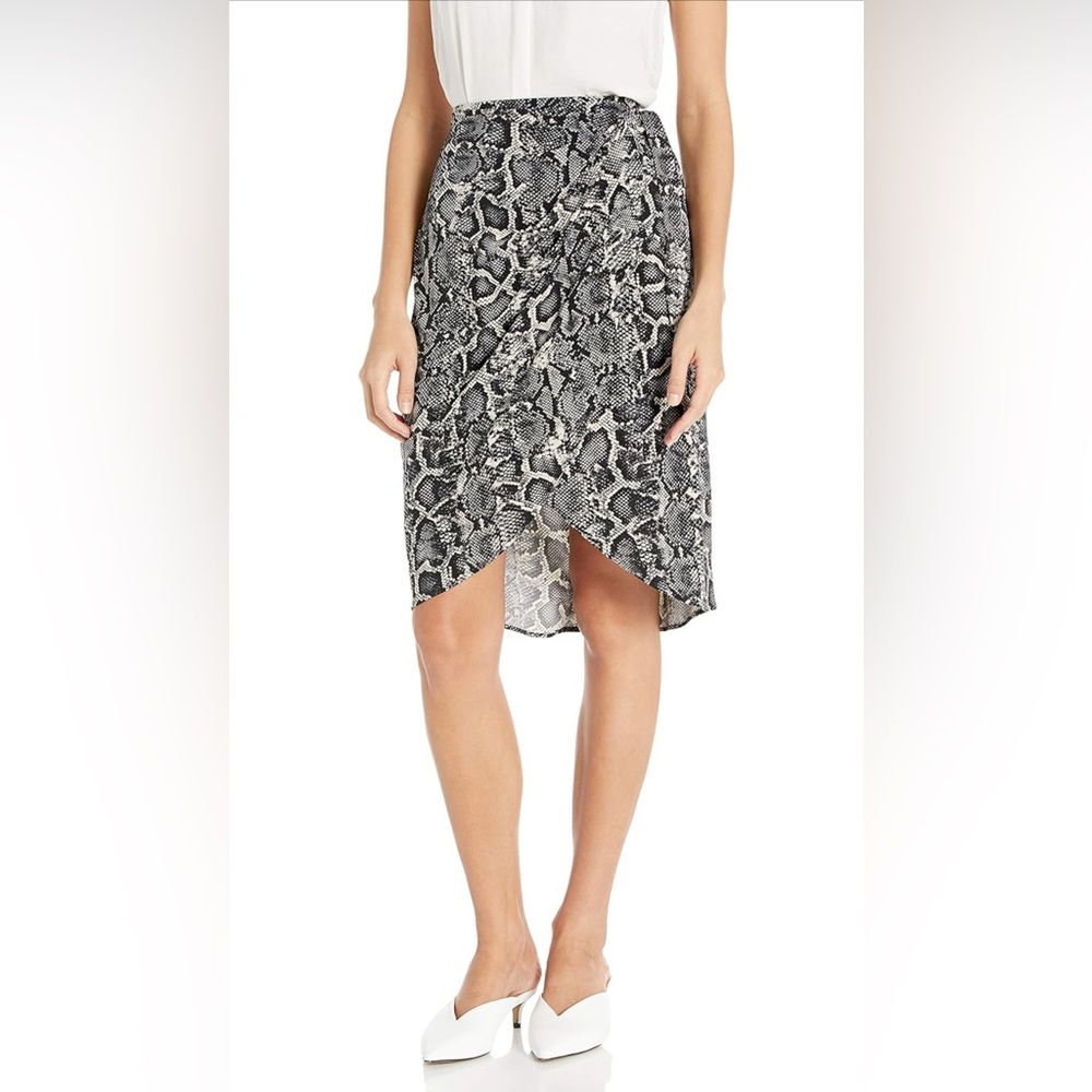 Show Me Your Mumu Women's Wrap Skirt Black White Snakeskin Size L Large